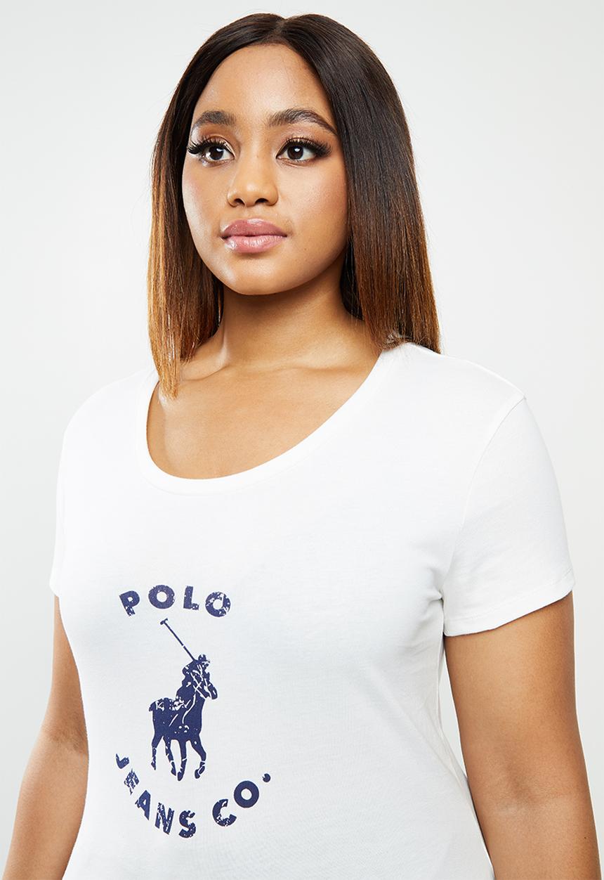 POLO - Plus basic short sleeve distressed print tee - white