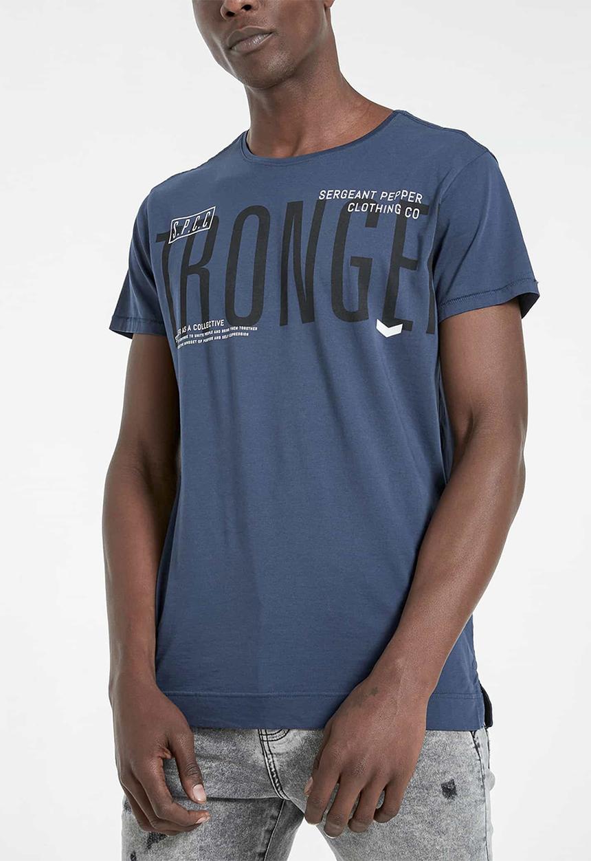 S.P.C.C - Carlisle fashion side slit straight hem T-shirt - blue