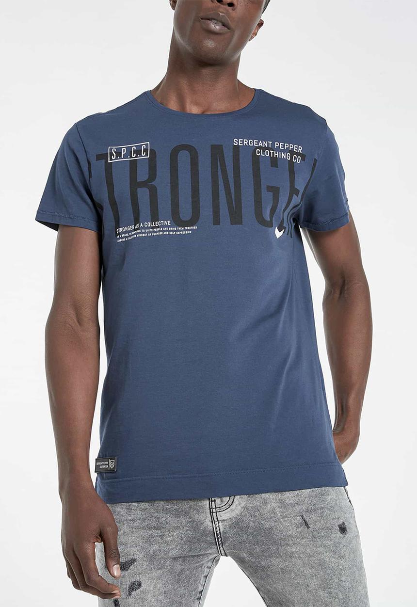 S.P.C.C - Carlisle fashion side slit straight hem T-shirt - blue