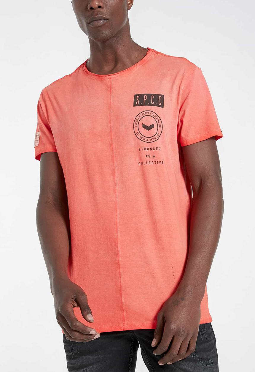 S.P.C.C - Keats premium stepped hem T-shirt - orange 