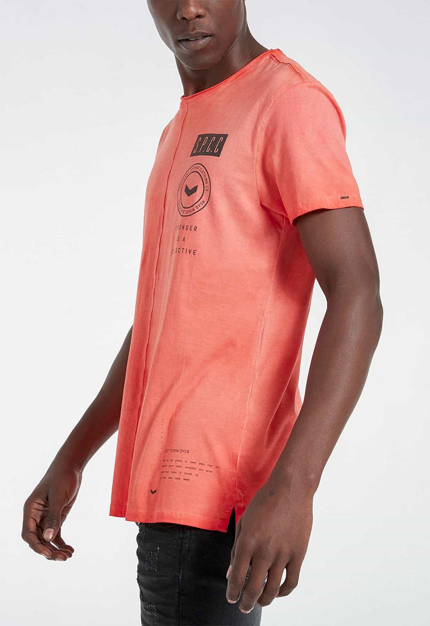 S.P.C.C - Keats premium stepped hem T-shirt - orange 