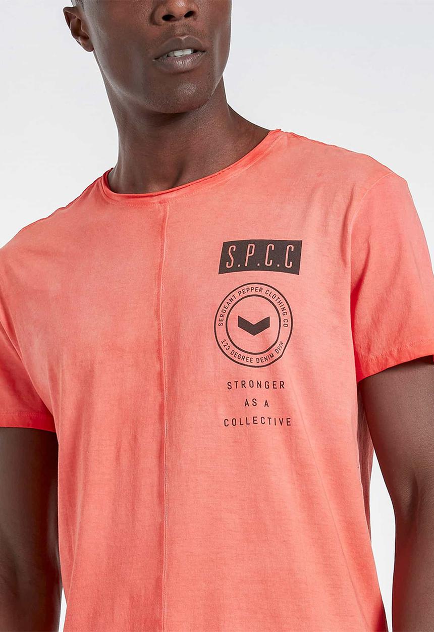 S.P.C.C - Keats premium stepped hem T-shirt - orange 