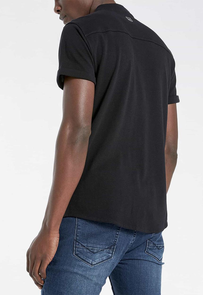 S.P.C.C - Kent signature button through knit shirt - black