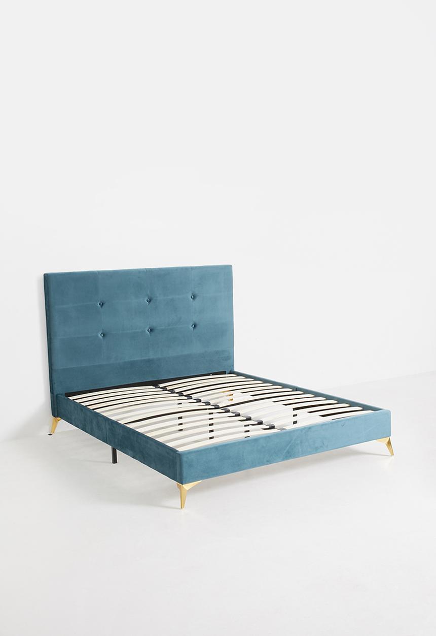 Sixth Floor - Deco button upholstered bed & headboard - Petrol - Queen