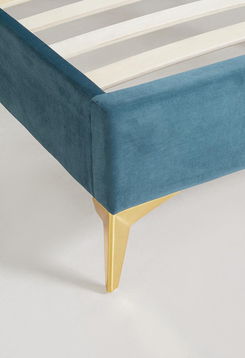 Sixth Floor - Deco button upholstered bed & headboard - Petrol - Queen