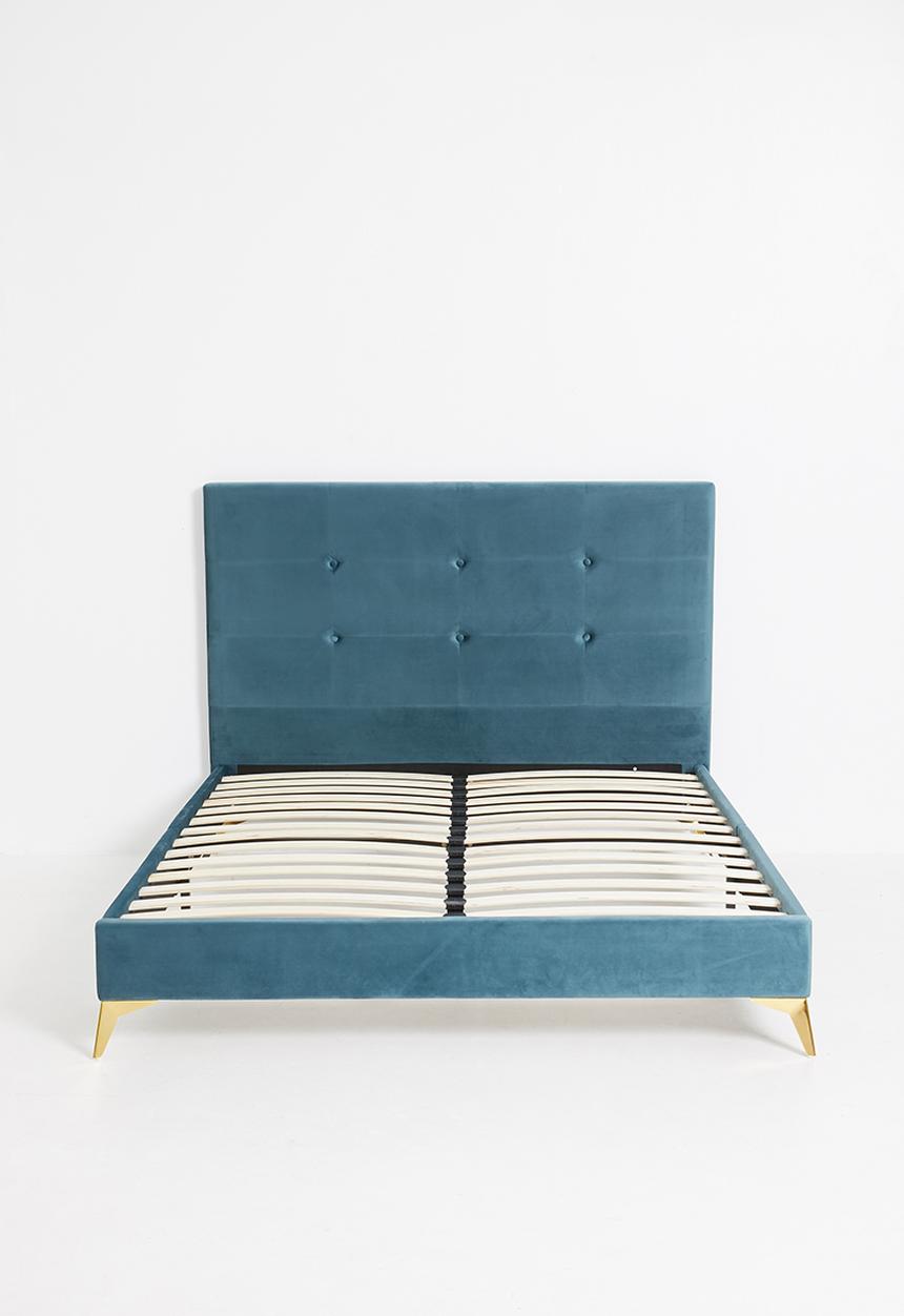 Sixth Floor - Deco button upholstered bed & headboard - Petrol - Queen