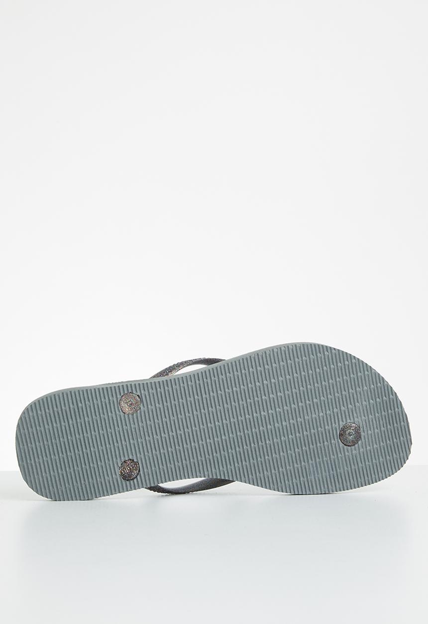 Havaianas - Slim logo metallic - steel grey & rainbow grey glitter