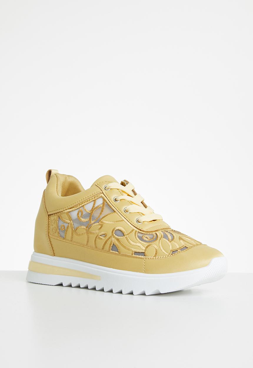 Footwork - Laser cut floral sneaker - yellow