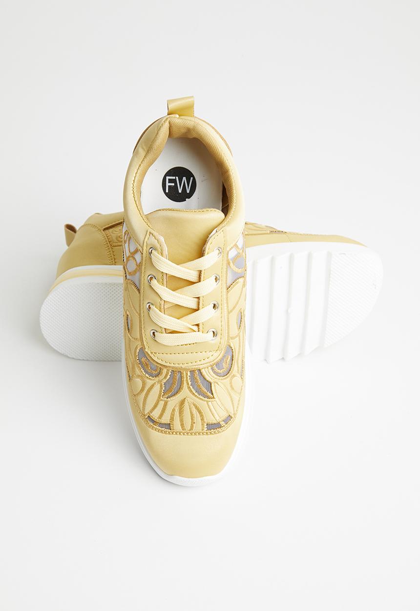 Footwork - Laser cut floral sneaker - yellow
