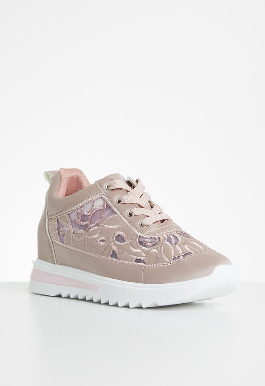Footwork - Laser cut floral sneaker - blush pink