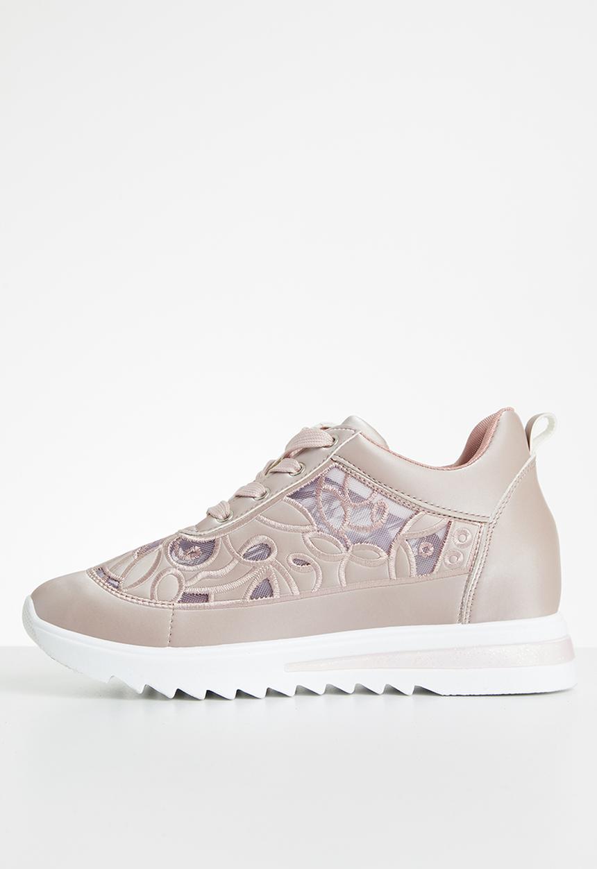 Footwork - Laser cut floral sneaker - blush pink