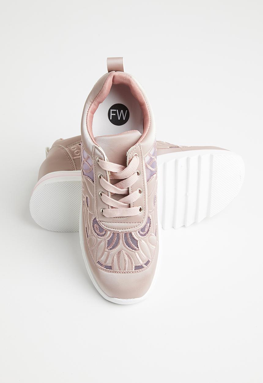 Footwork - Laser cut floral sneaker - blush pink