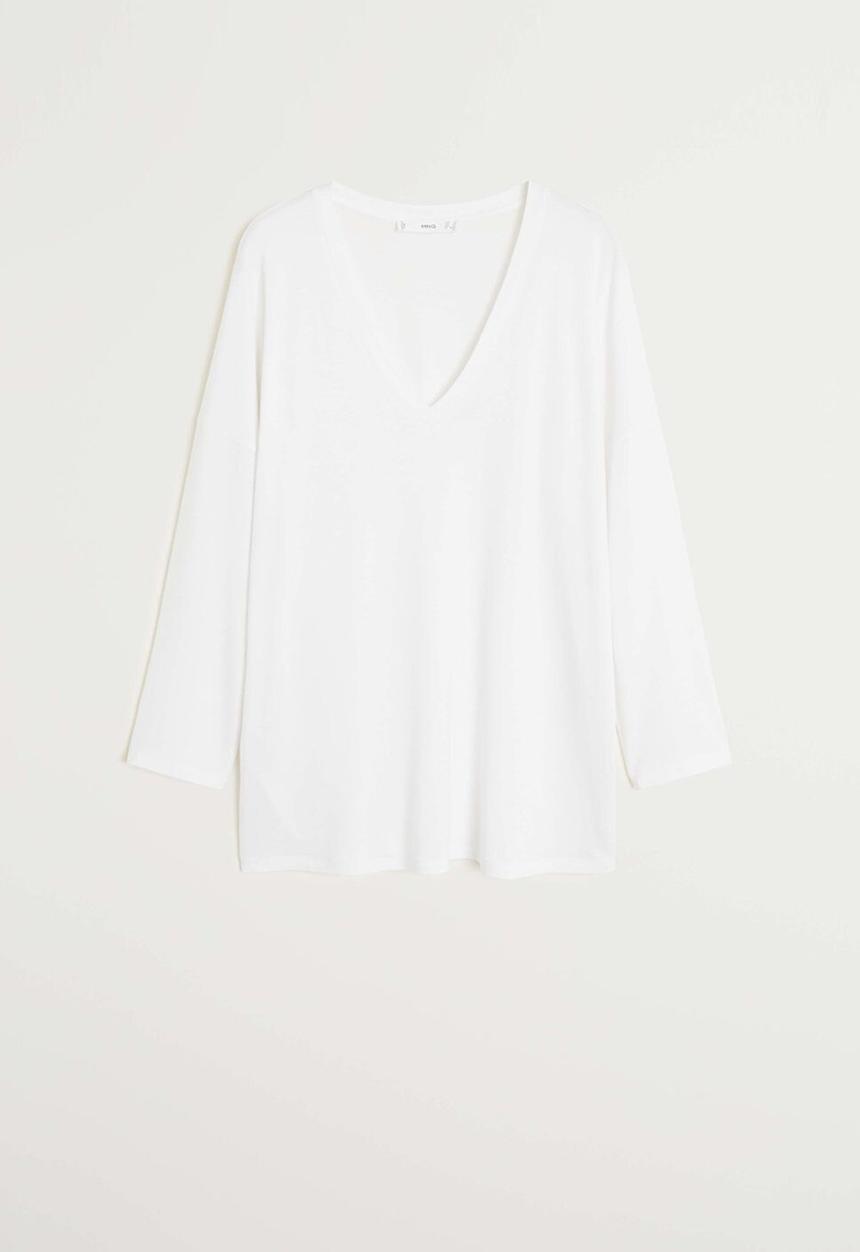 MANGO - T-shirt ribover - white