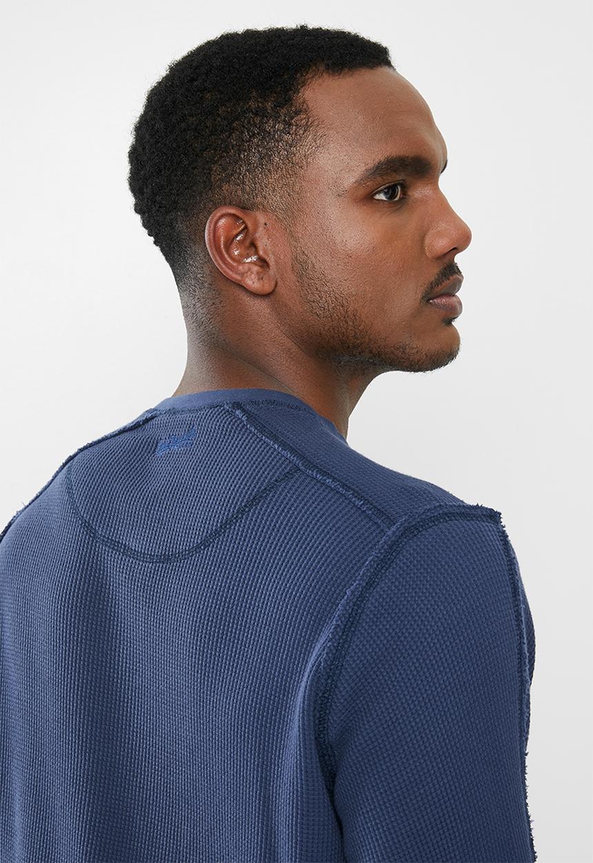 POLO - Pjc ls waffle knit henley - navy