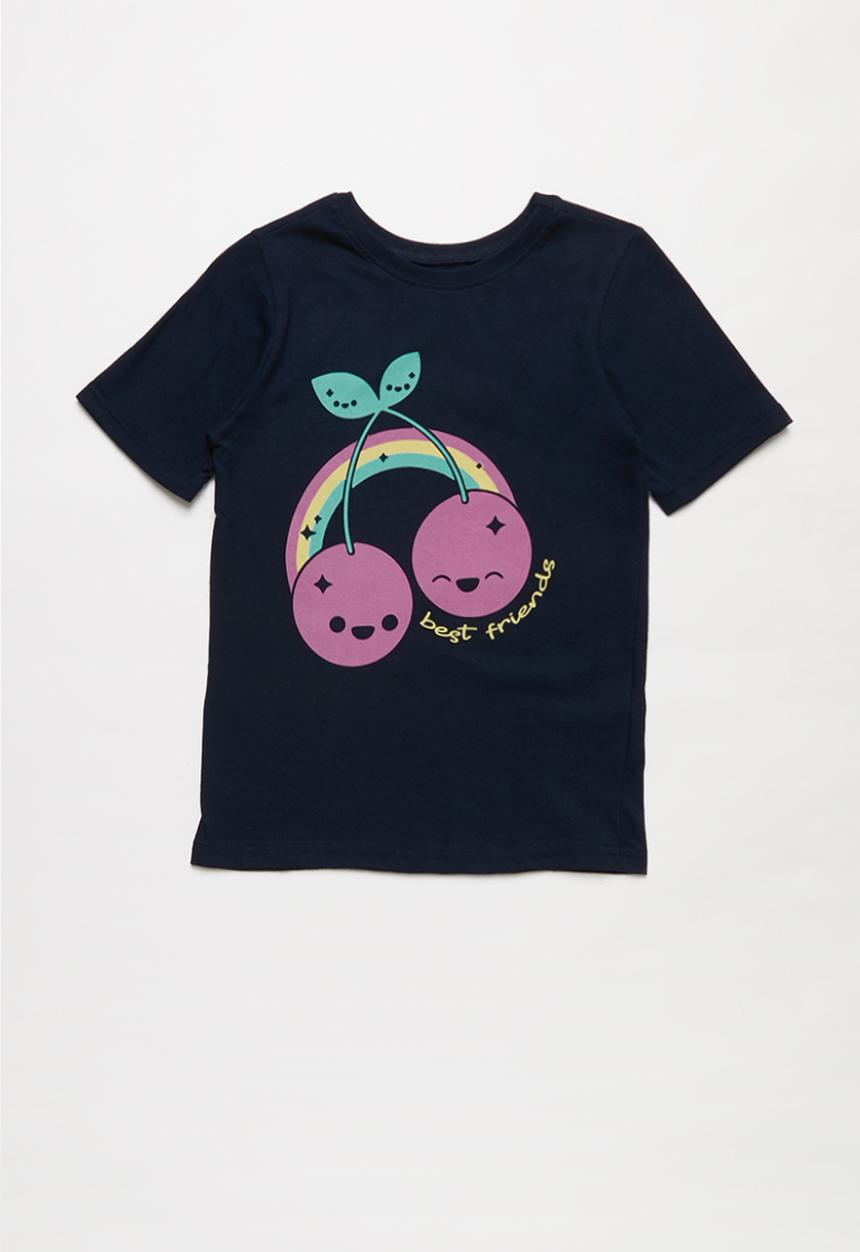 Pop Candy - Girls printed short sleeve tee - navy