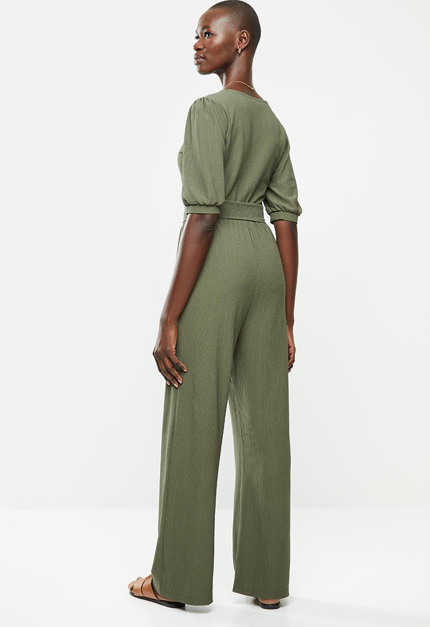 MANGO - Belt long jumpsuit - olive