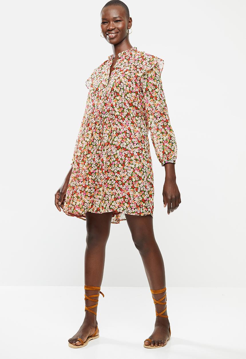 MANGO - Ruffle detail dress - multi
