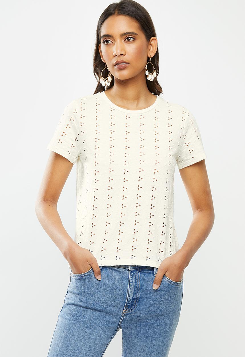 ONLY - Grace short sleeve top - white 