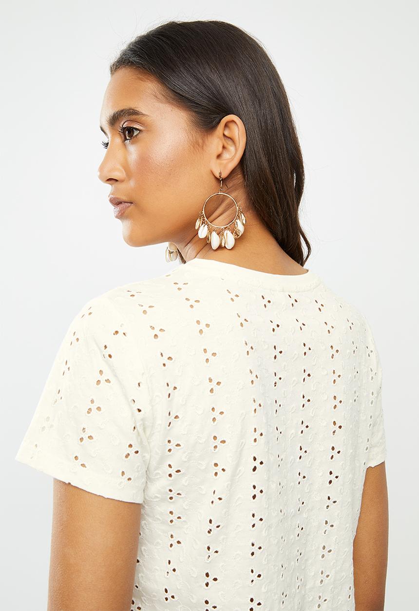 ONLY - Grace short sleeve top - white 