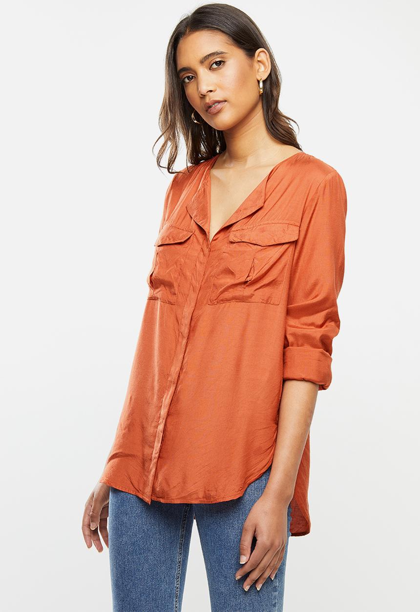 ONLY - Zana long sleeve shirt - rust
