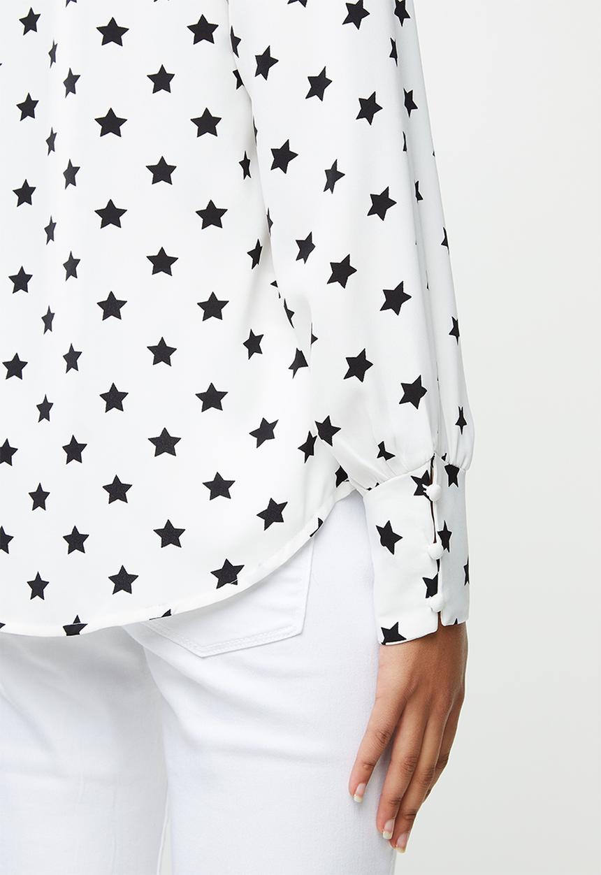 ONLY - Sara long sleeve top - white & black