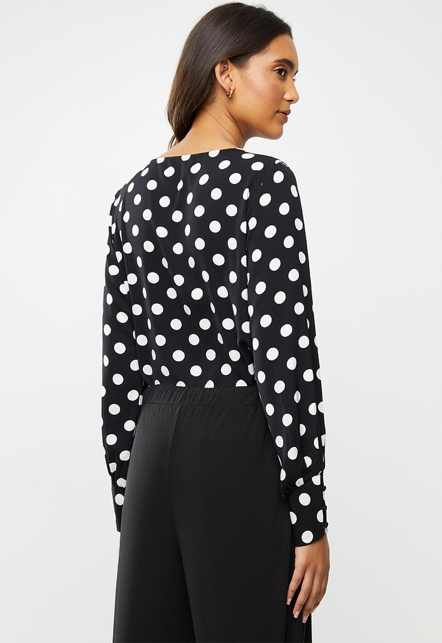 ONLY - Sara long sleeve top - black & white