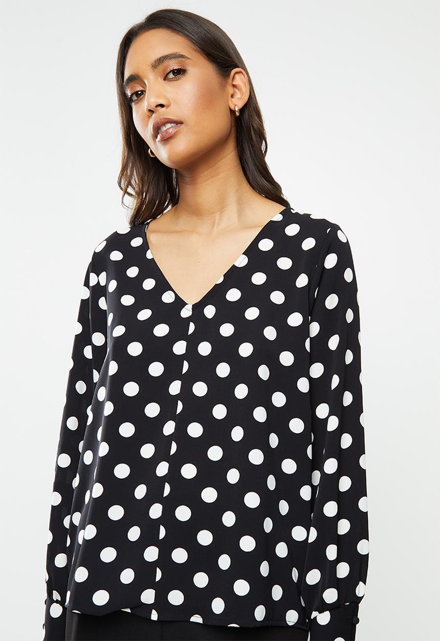 ONLY - Sara long sleeve top - black & white