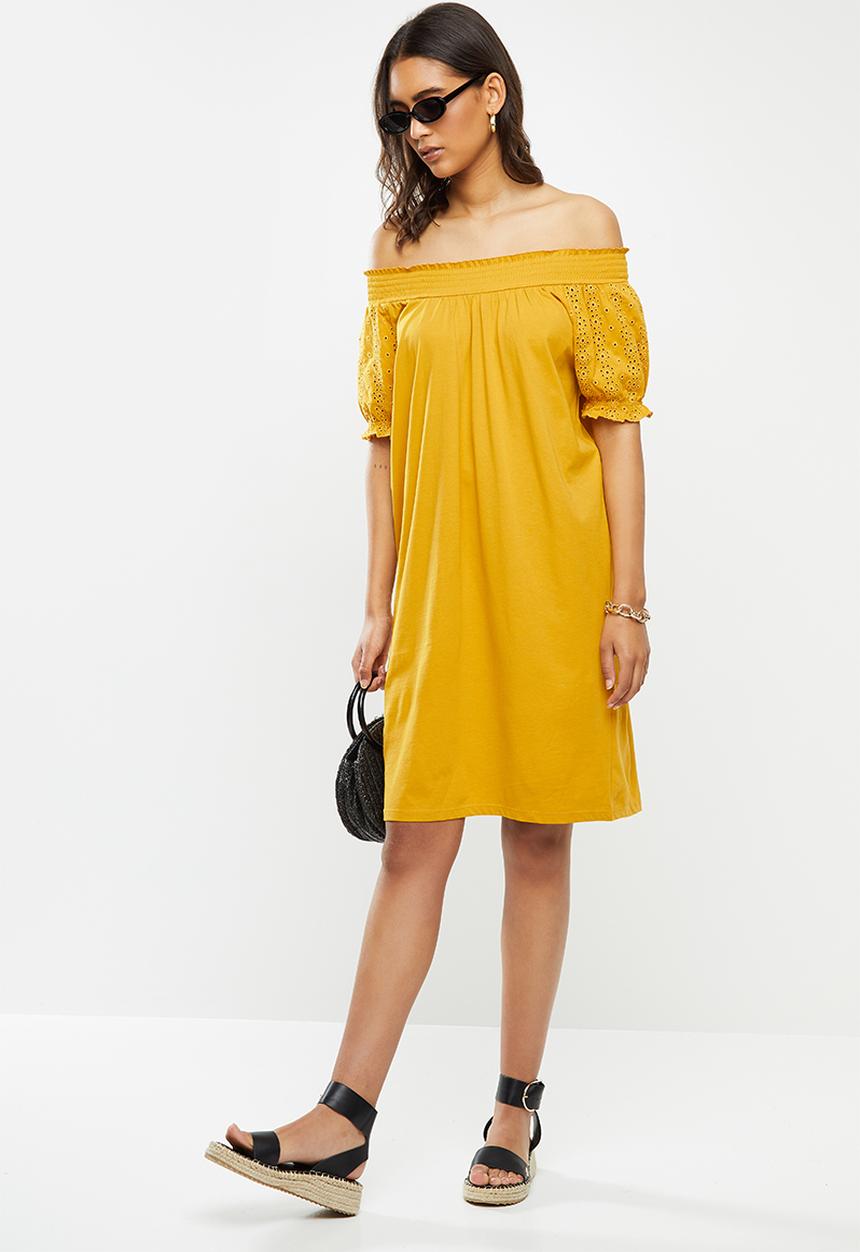 ONLY - Vanna short sleeve dress - yellow