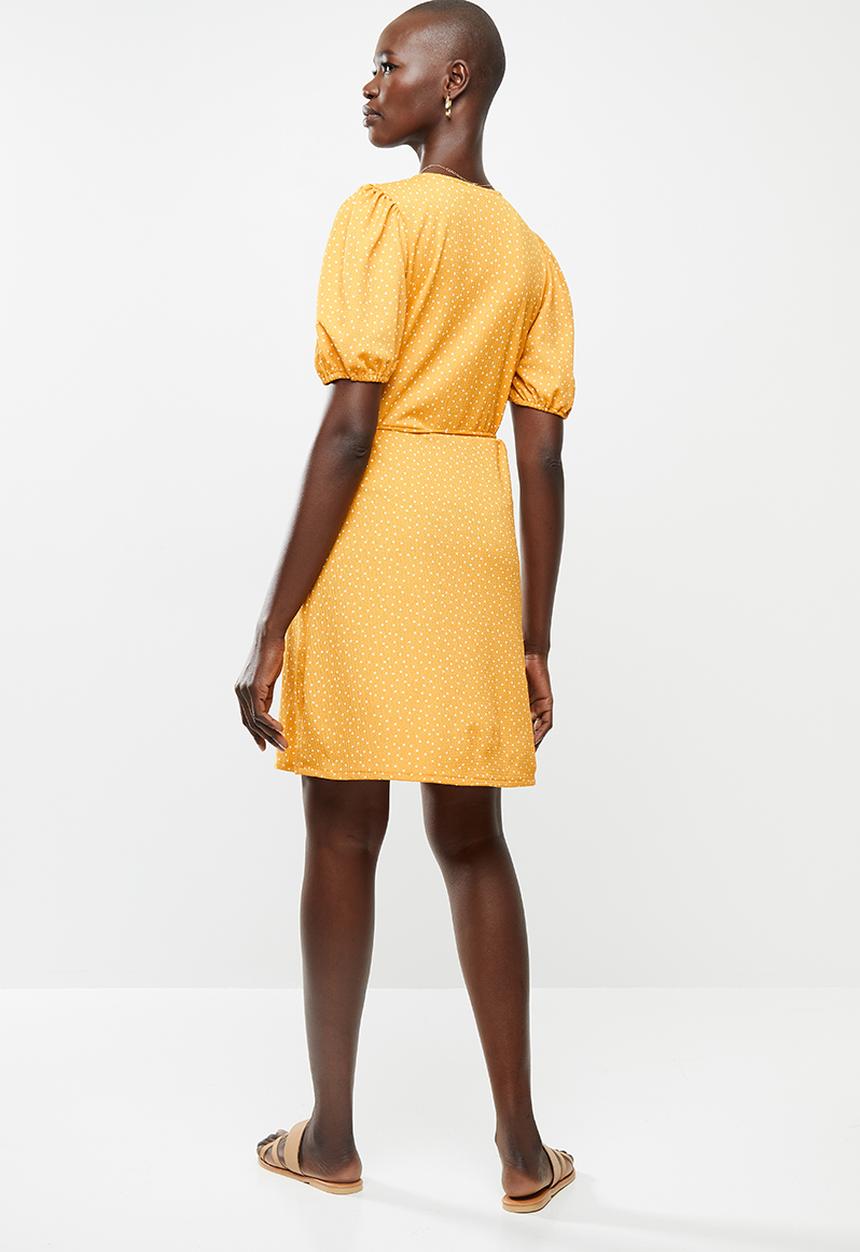 MANGO - Dress yute - yellow & white 