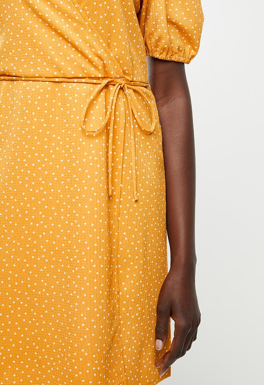 MANGO - Dress yute - yellow & white 