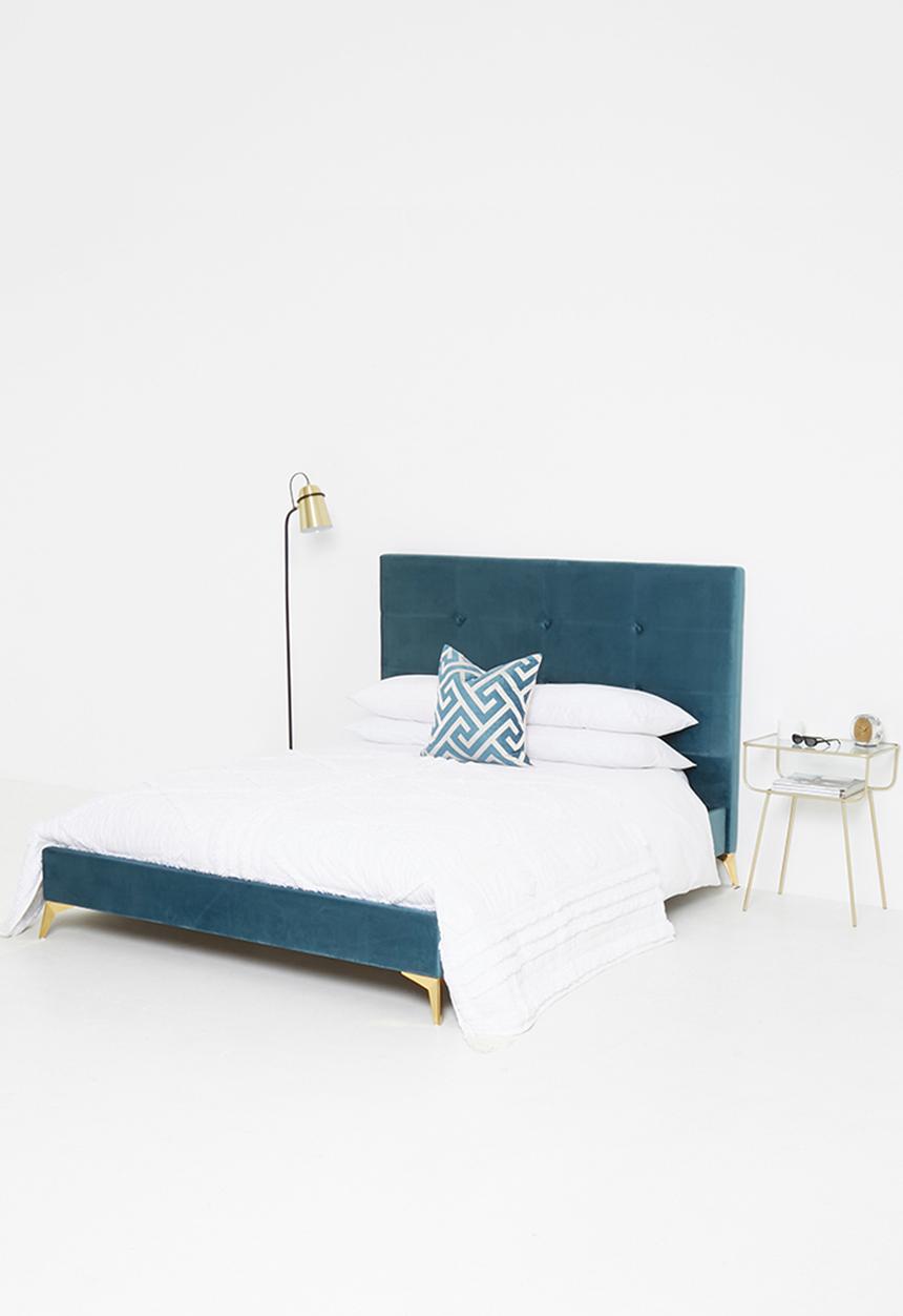 Sixth Floor - Deco button upholstered bed & headboard - Petrol - Queen