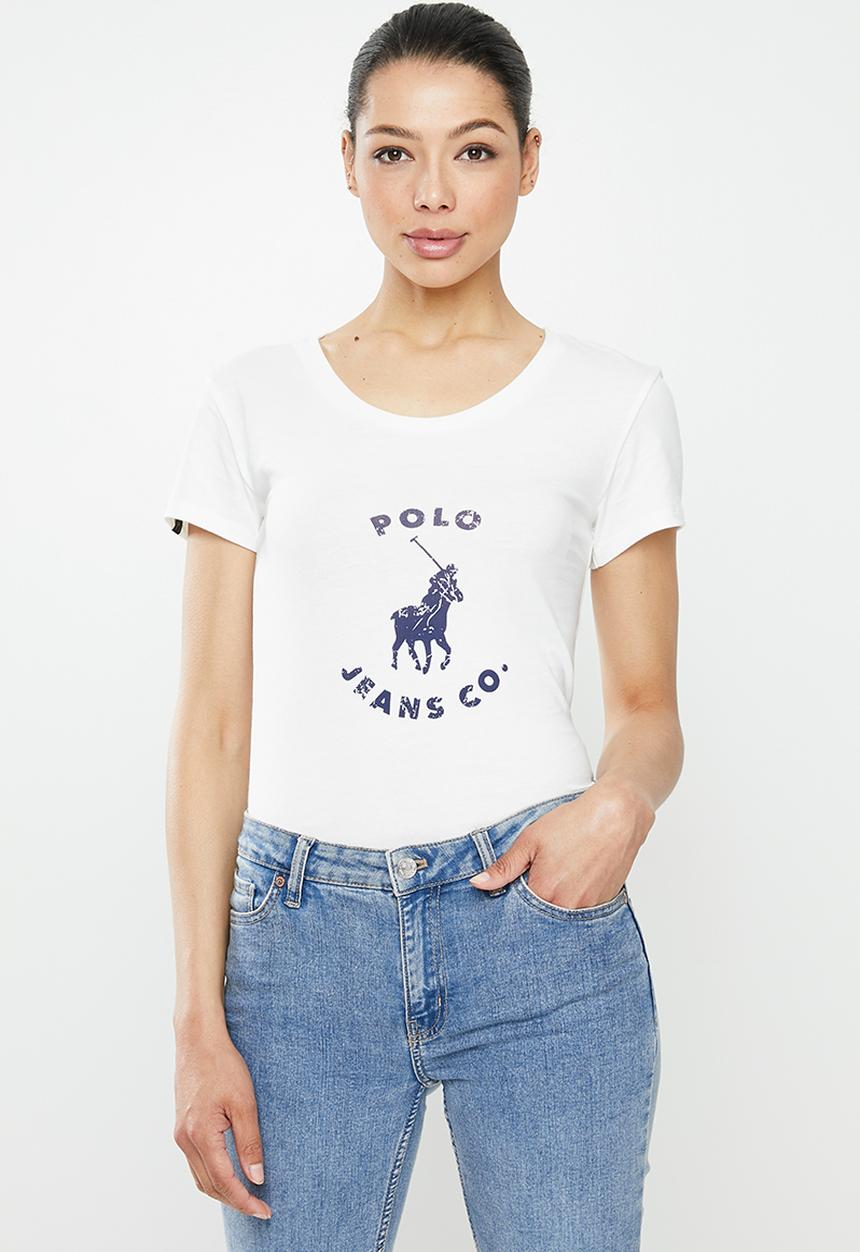 POLO - Basic short sleeve distressed print tee - white