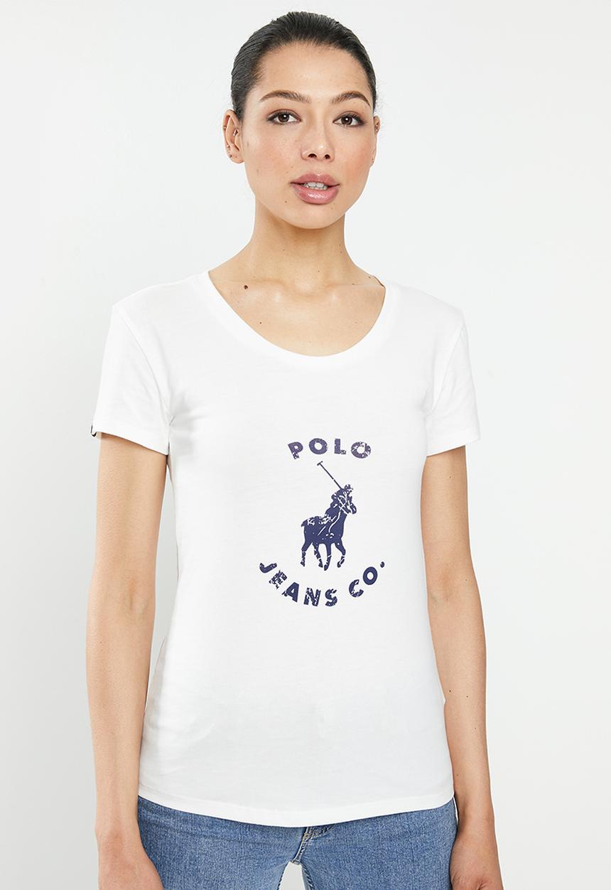 POLO - Basic short sleeve distressed print tee - white