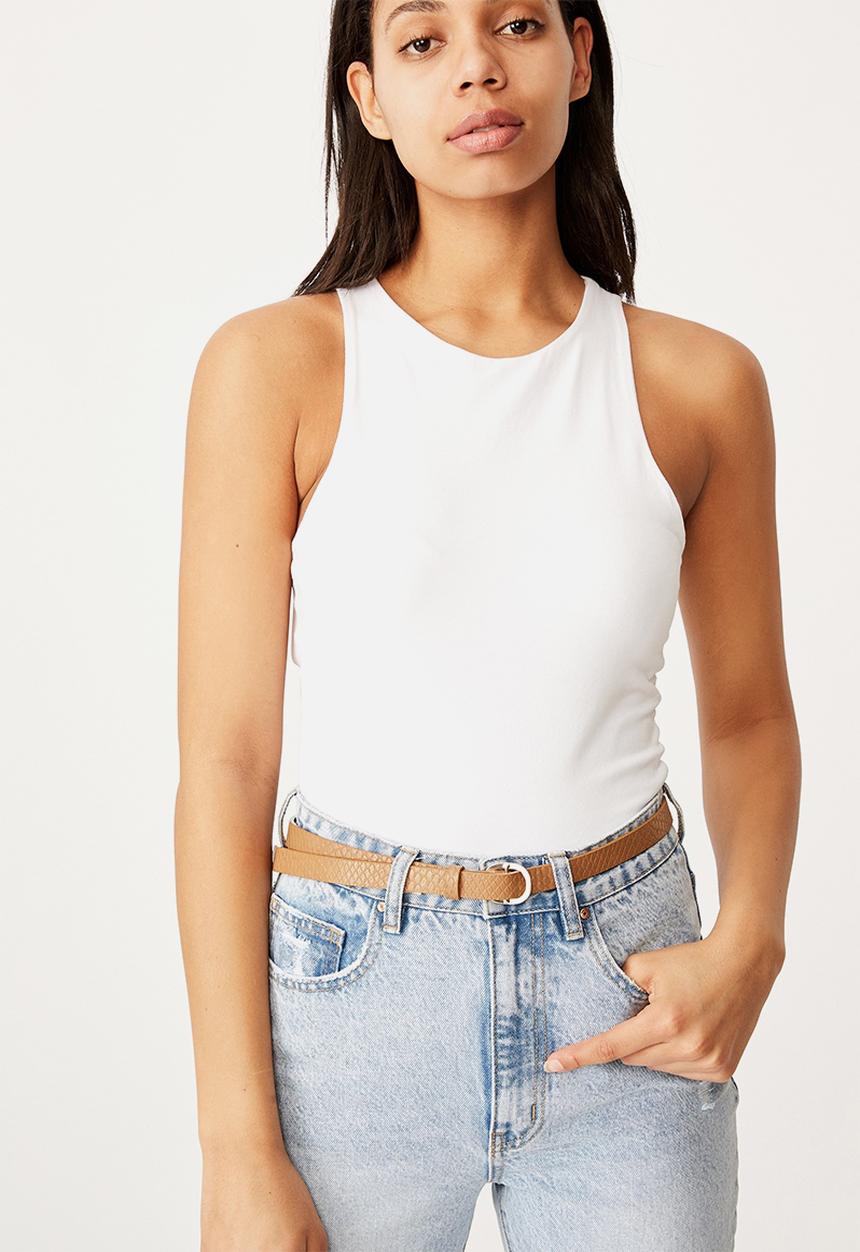 Rubi - Mila belt - tan faux reptile