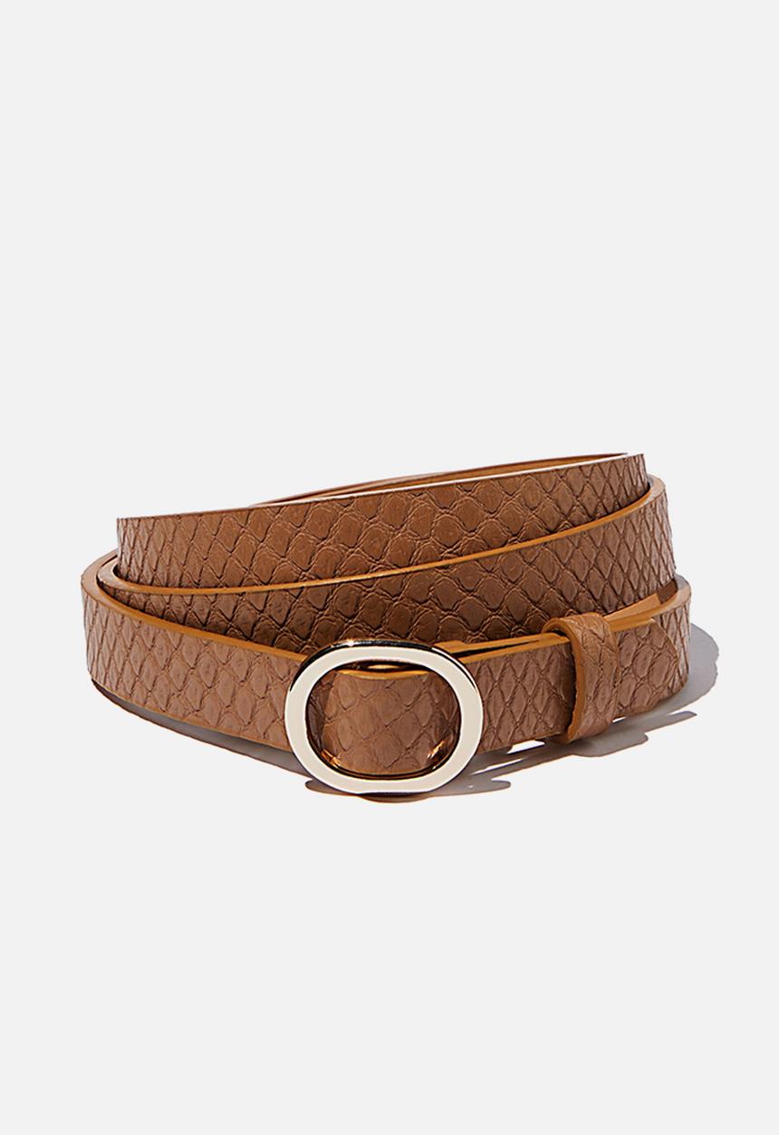 Rubi - Mila belt - tan faux reptile