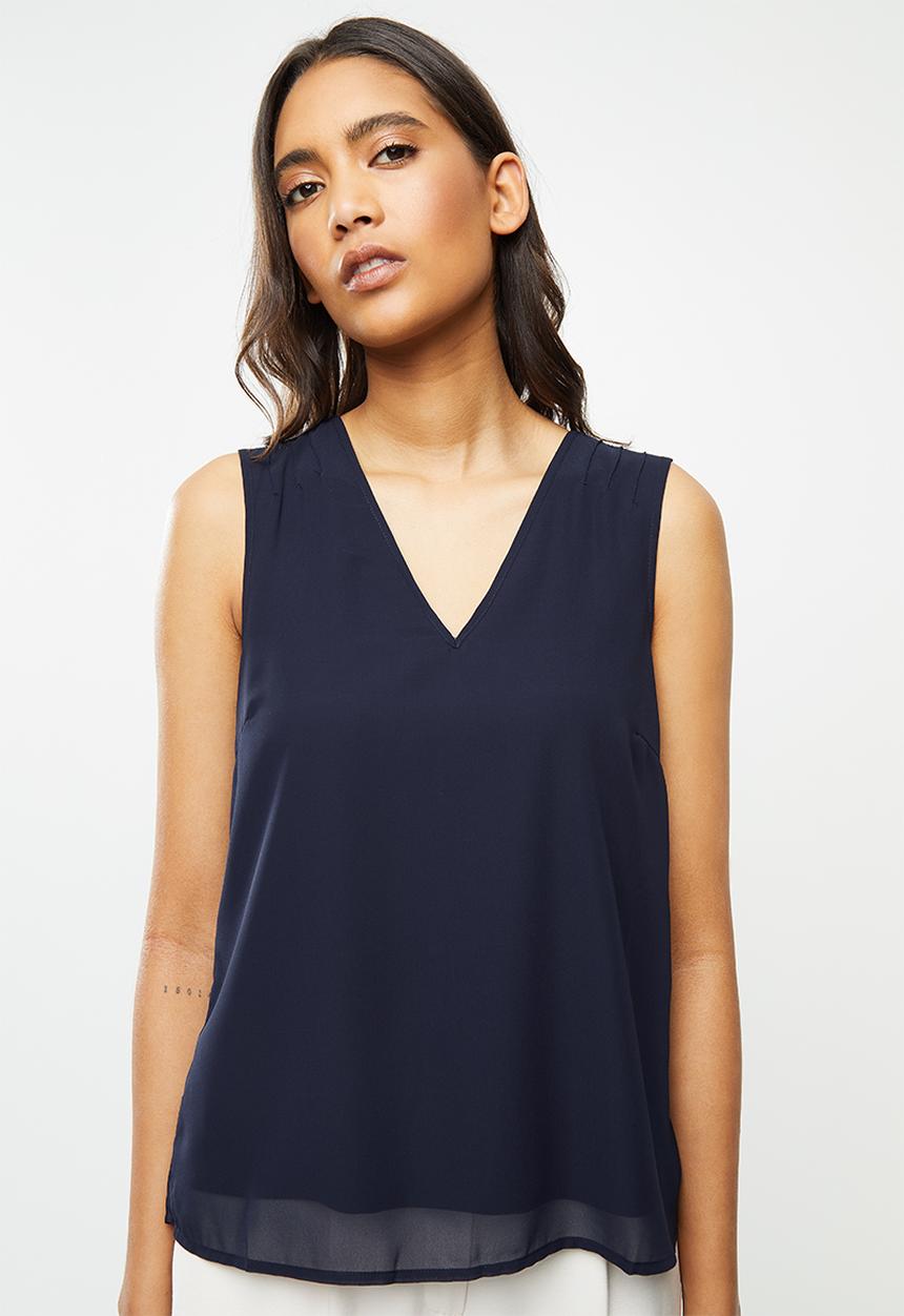 Vero Moda - Julian v-neck top - navy
