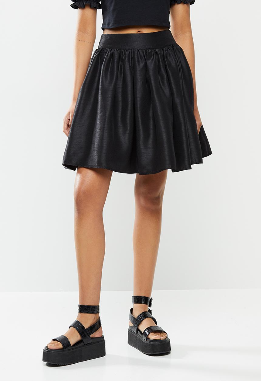 Blake - Silk flared mini skirt-black
