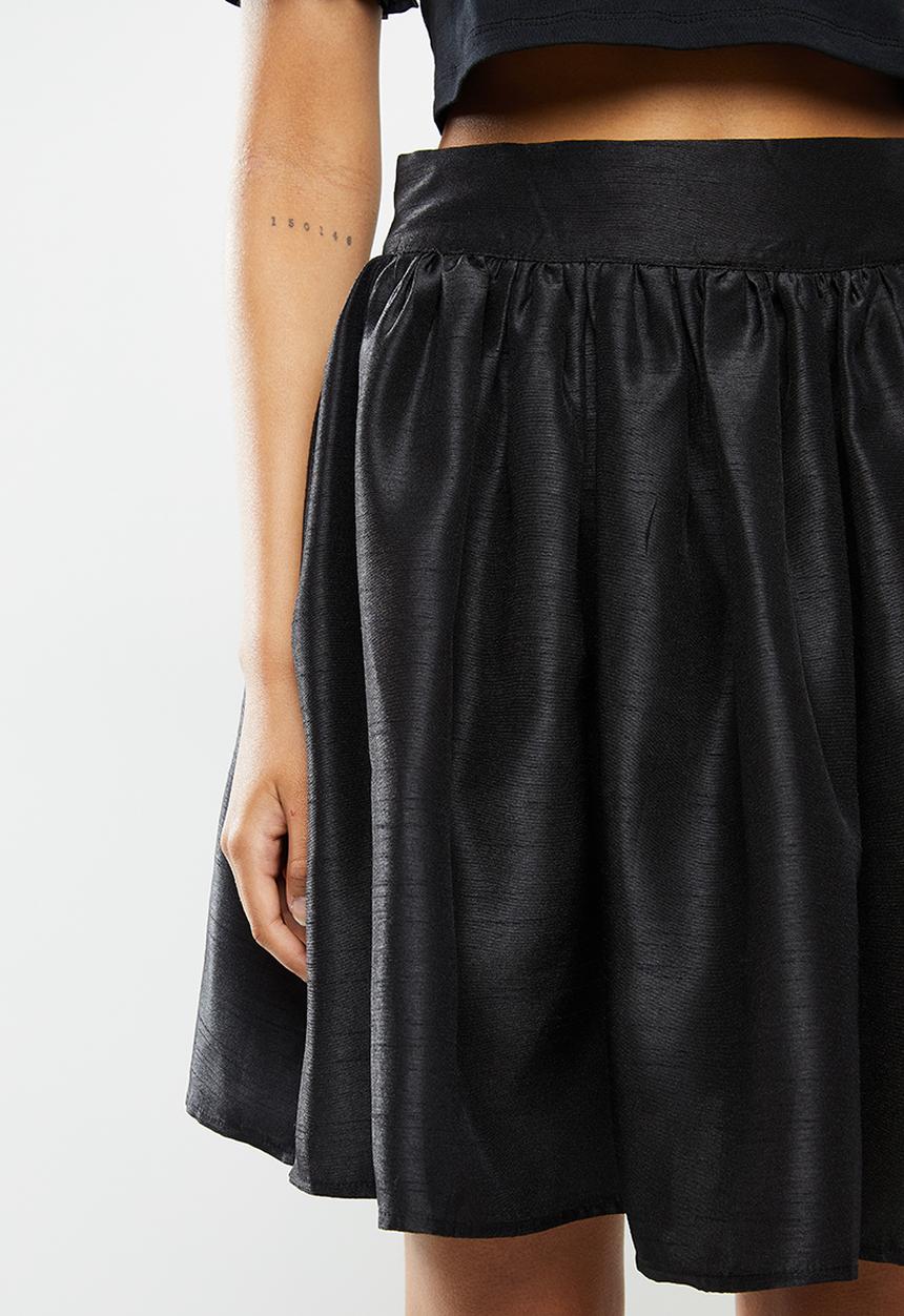 Blake - Silk flared mini skirt-black