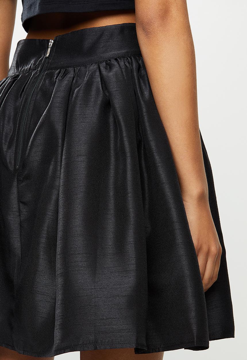 Blake - Silk flared mini skirt-black