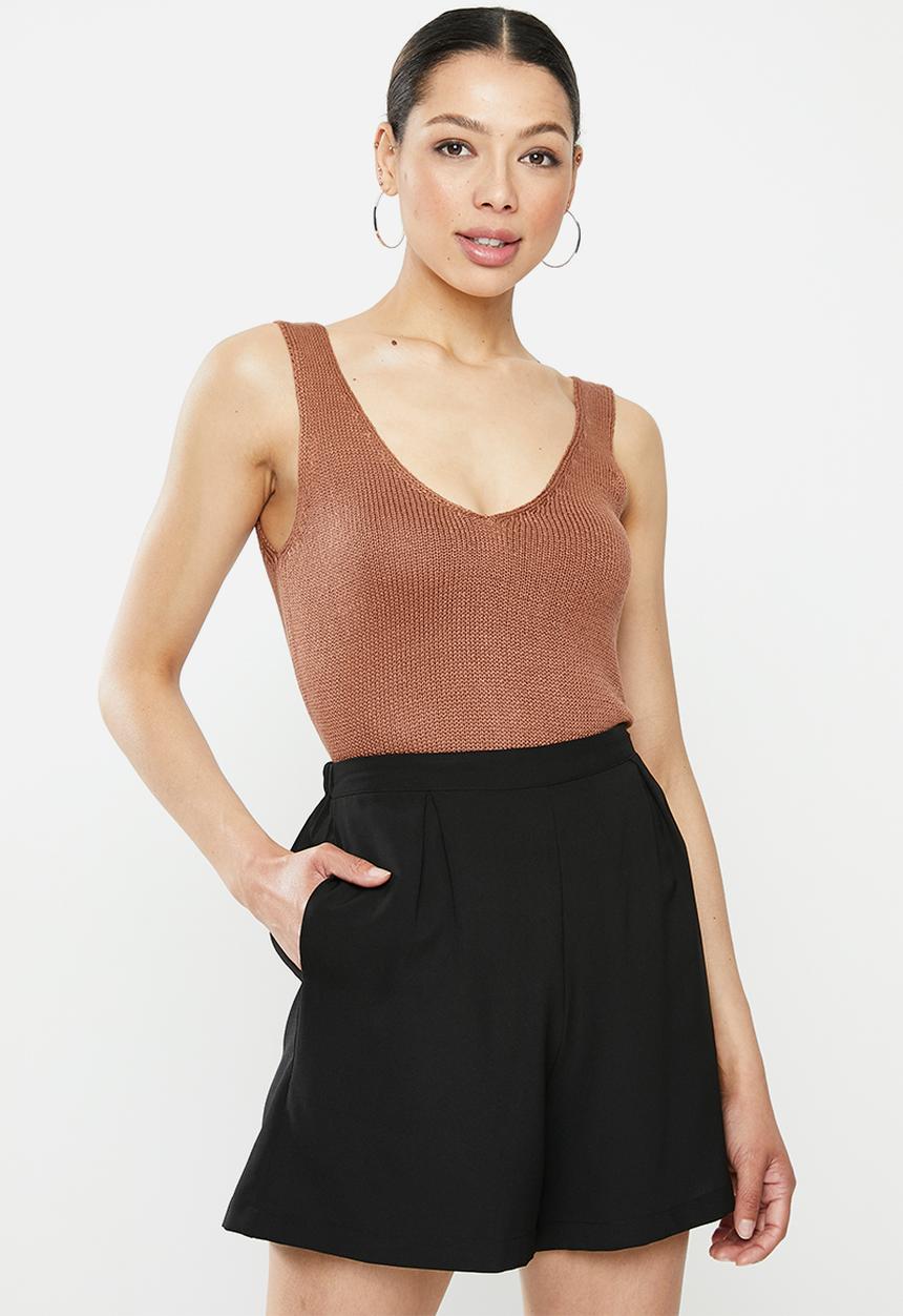Brave Soul - Sleeveless ribbed knit - brown 