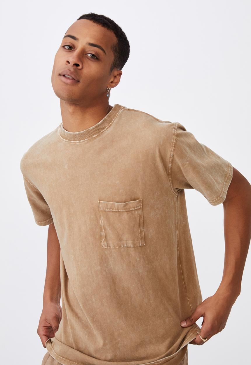 Cotton On - Washed pocket tee - burnt almond