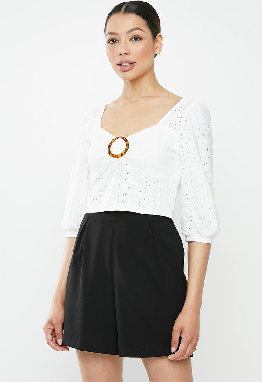 Brave Soul - Long sleeve top with buckle - cream
