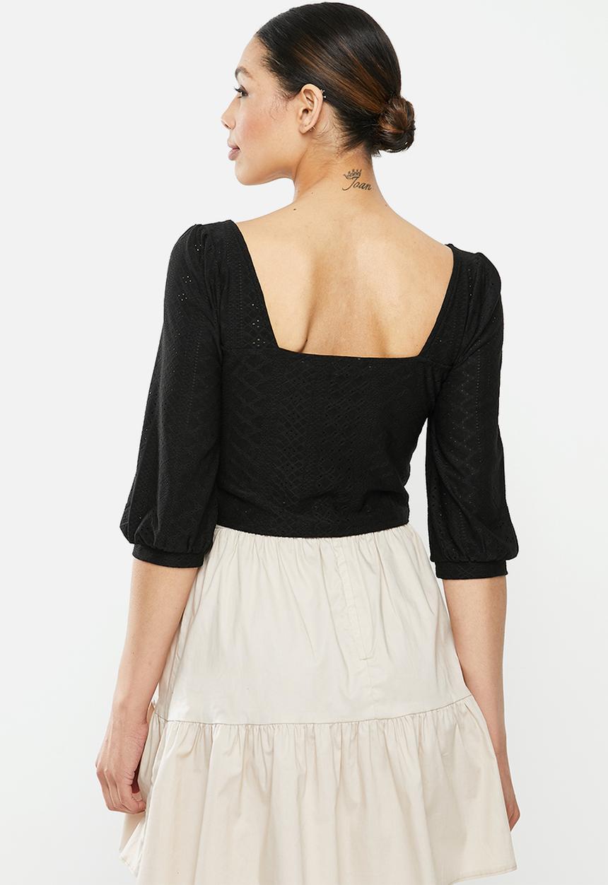 Brave Soul - Long sleeve top with buckle - black