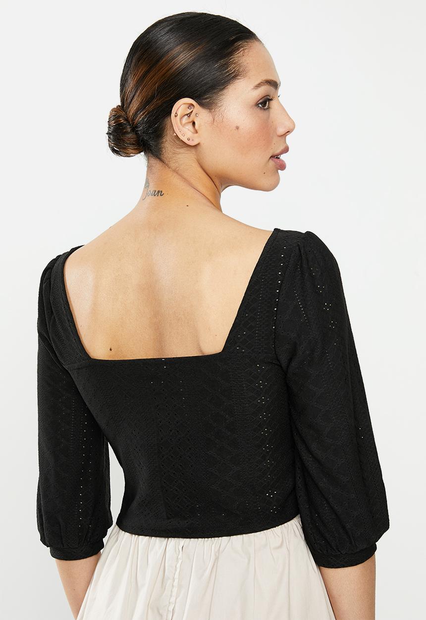 Brave Soul - Long sleeve top with buckle - black