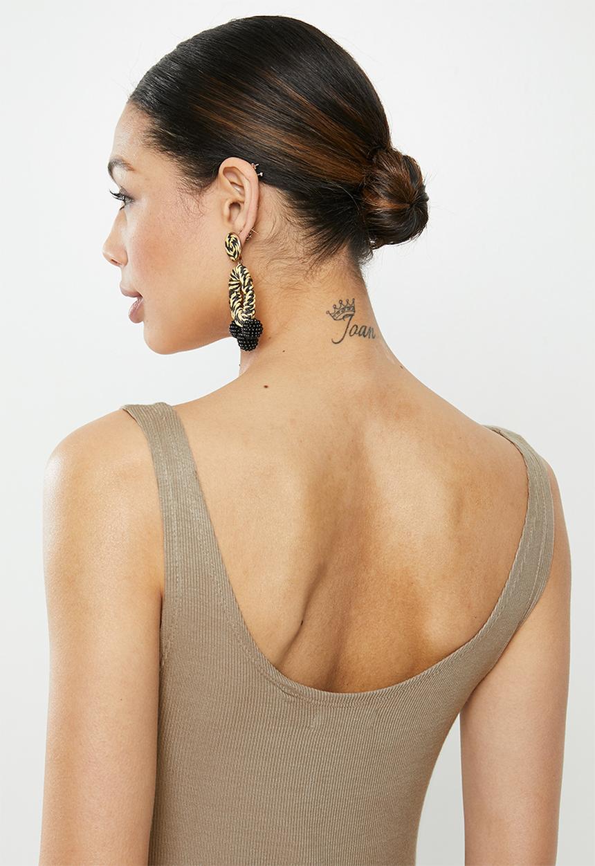 Brave Soul - Button through vest midi dress - beige 