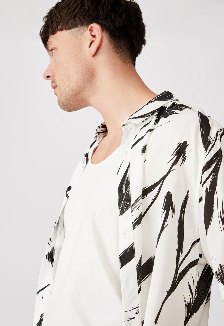 Cotton On - Short sleeve resort shirt - black & white