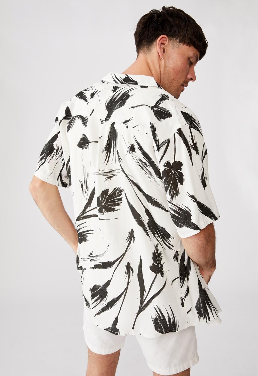 Cotton On - Short sleeve resort shirt - black & white