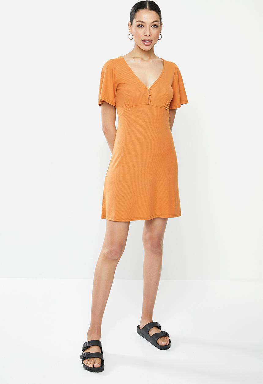 Brave Soul - Short sleeve mini dress - rust