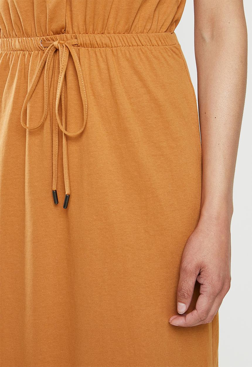 Brave Soul - Short sleeve tie waist midi - rust