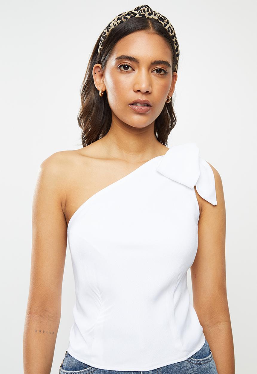 Cotton On - Party time one shoulder top - white